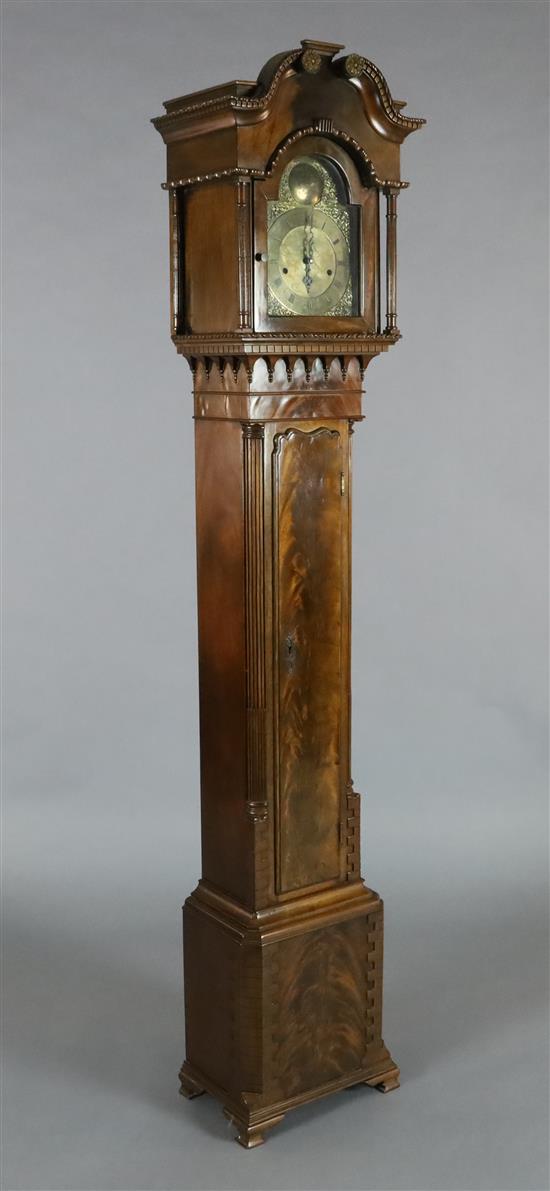 A 20th century mahogany cased chiming grandmother clock, 5ft 8in.